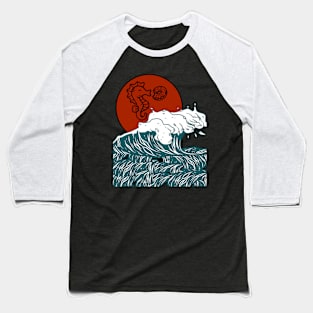 Seahorse Retro Art Baseball T-Shirt